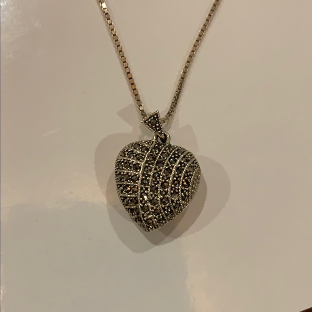 Marcicite sterling silver heart necklace